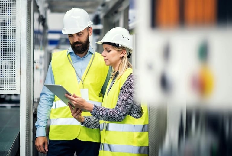 Maintenance technicians in hi-vis vests using Zoidii